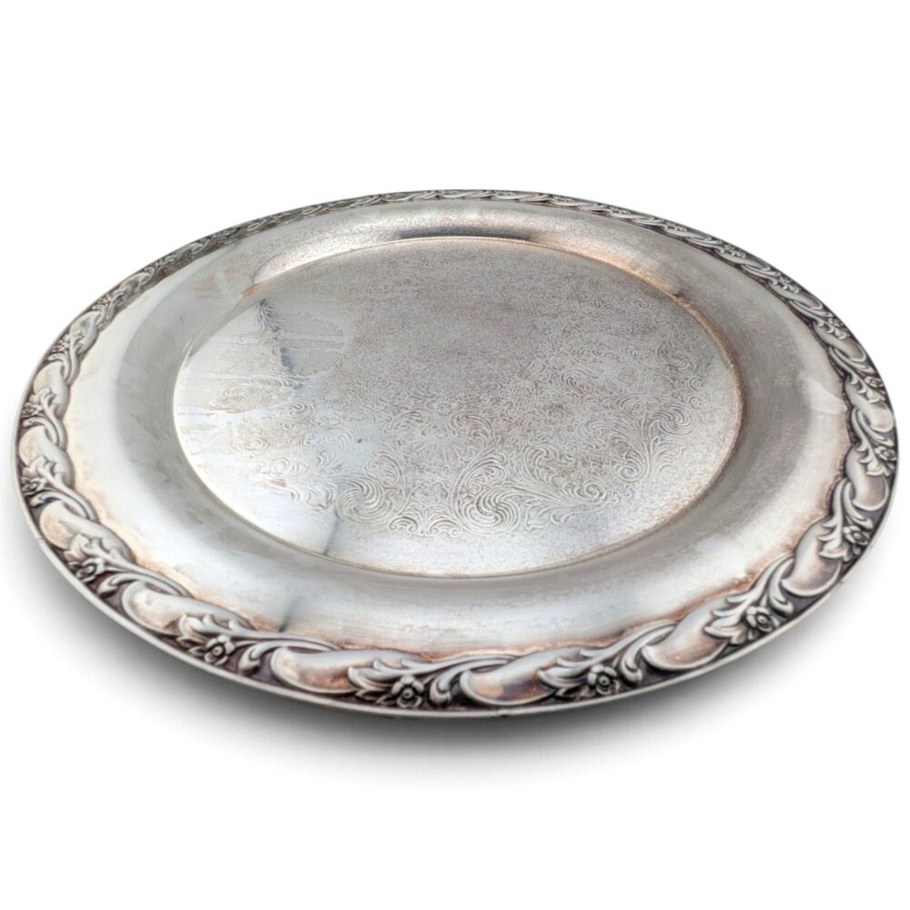 "Exquisite" Rogers & Bro 4672 Silver-plate Oval Serving Platter 15" Floral Rim